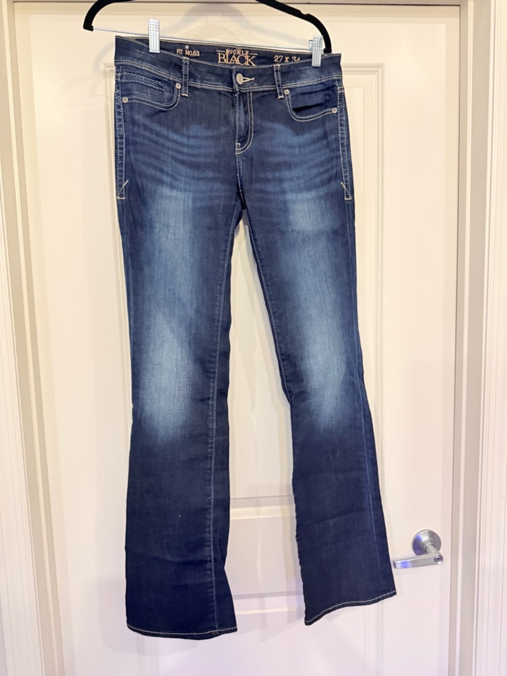 Buckle Black Dark Blue Fade Boot Cut Jeans NWOT size 27/34